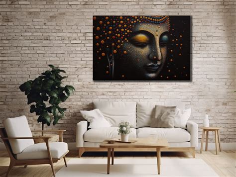 Buddha Painting on Canvas, Abstract Spiritual Wall Art, Golden Wall ...