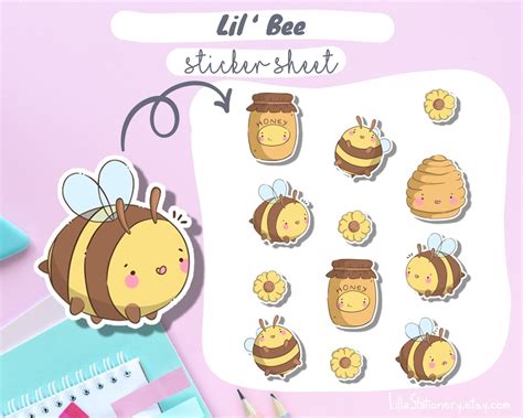 Cute Bee Stickers, Kawaii Sticker Pack, Sticker Sheet, Journal Stickers ...