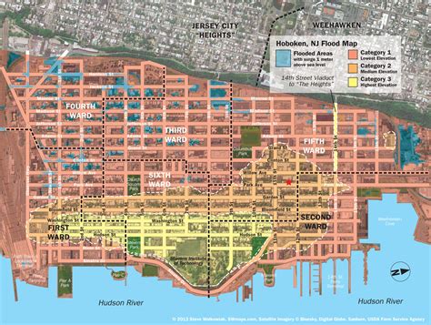 New Hoboken Flood Map with Water Levels, Post Hurricane Sandy - SWmaps.com