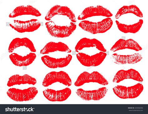 Big Print Set Red Lips Vector Stock Vector (Royalty Free) 343900496 | Shutterstock