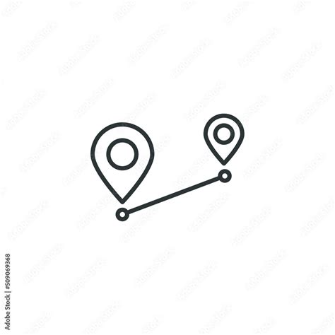 Vector sign of the Path route symbol is isolated on a white background. Path route icon color ...