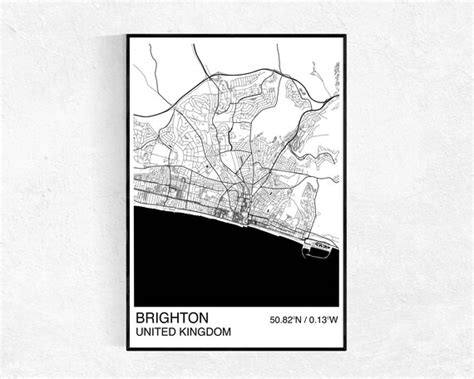 Brighton City Map Print Custom Map Print Street Map Large