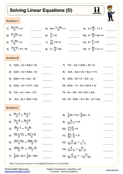 Algebra And Linear Equations