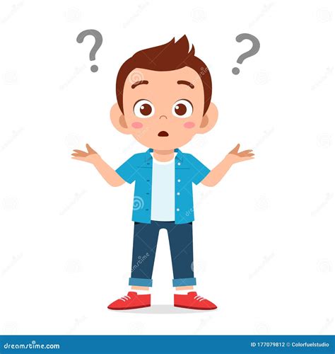 Cute Little Kid Boy Confused with Question Mark Stock Vector - Illustration of confused, stand ...