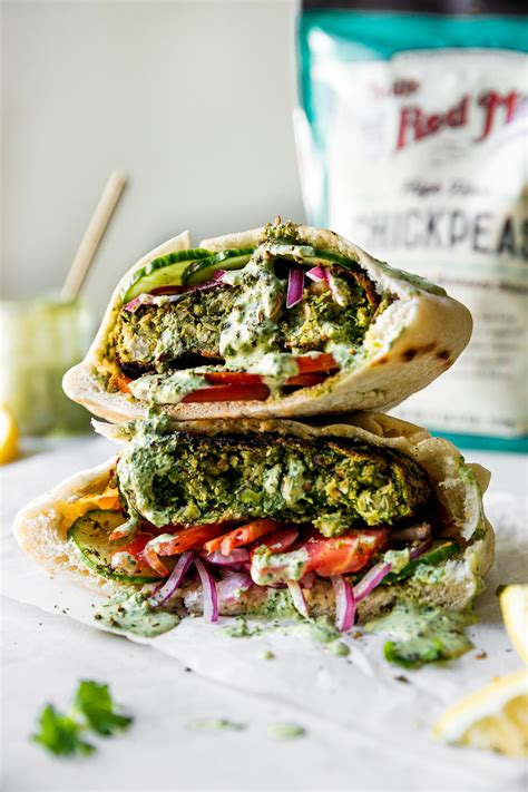 Grilled Falafel Burgers & Green Tahini (Vegan Chickpea Burgers!) | PWWB