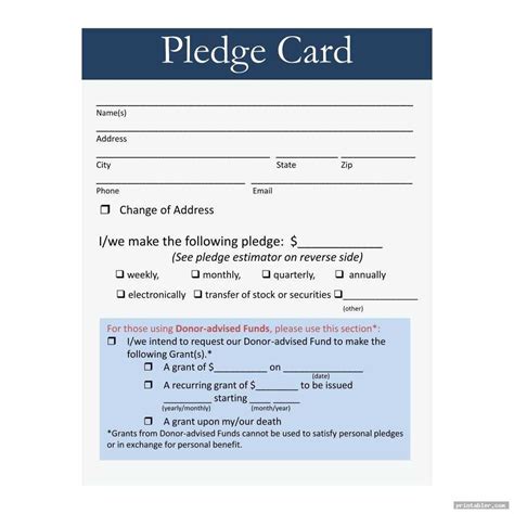 Editable Pledge Card Template