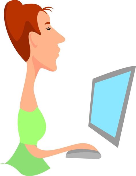 Woman at laptop, illustration, vector on white background. 13571326 Vector Art at Vecteezy