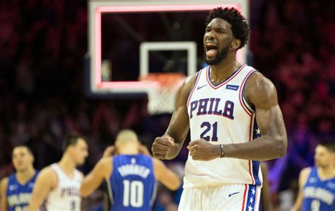 Watch: Joel Embiid's embarrassing flop attempt leads to Andre Drummond ...