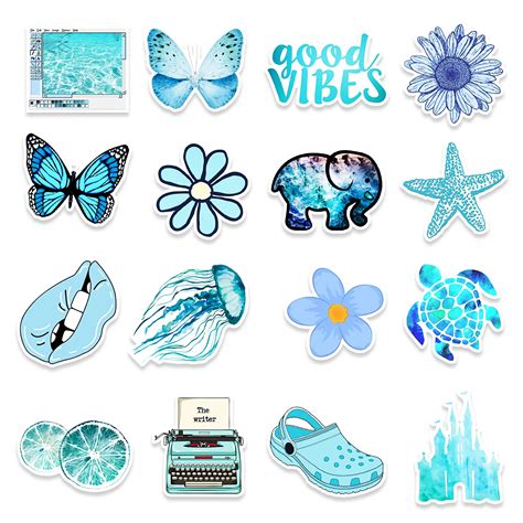 Blue theme Stickers Jellyfish stickers Blue cute stickers | Etsy