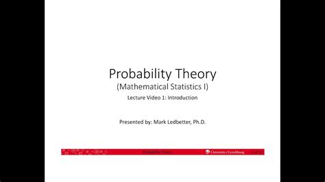 Probability Theory Lecture 1 - Introduction - YouTube