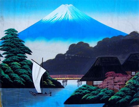 Mount Fuji from Lake Kawaguchi (Japanese Painting on Silk). Pretty ...