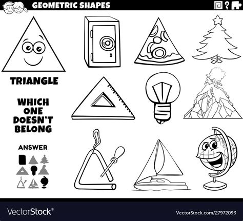 Triangle shape educational task for kids coloring Vector Image