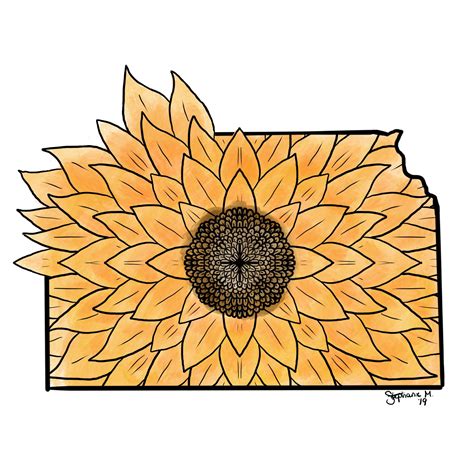 Kansas Sunflower Art Print Kansas Art State Art Kansas - Etsy