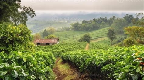 Coffee plantation. Landscape with coffee trees. 24602192 Stock Photo at Vecteezy