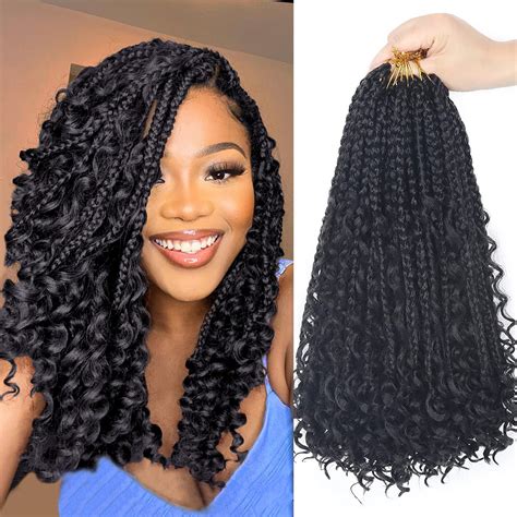 Buy Goddess Bohemian Box Braids Crochet Hair - 14 Inch Curly Ends, 8 ...