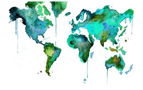 watercolor map | Water color world map, Watercolor map, Illustrated map