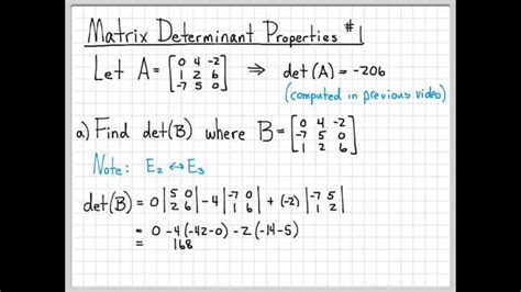 Matrix Determinant Properties Example #1 - Linear Algebra Example Problems - - YouTube