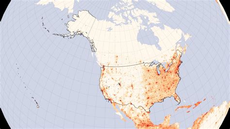 North America population density heatmap : dataisbeautiful