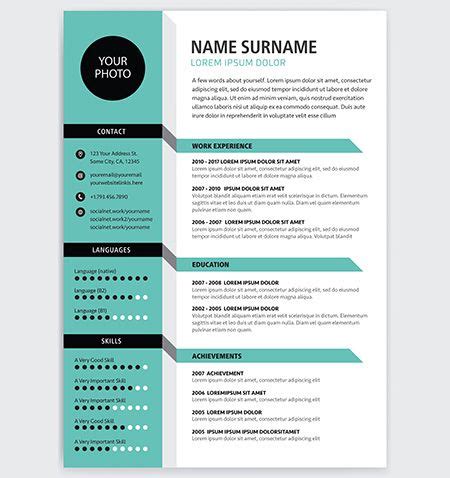 Creative CV / resume template teal green background color minimalist vector | Creative cv, Cv ...