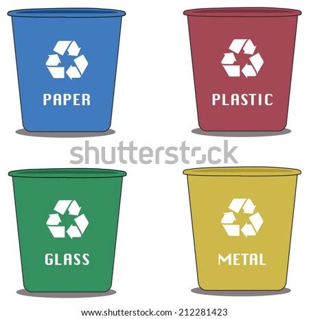 4 Colors Recycle Bins Labels Stock Vector 212281423 - Shutterstock