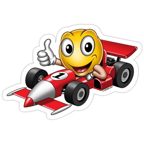 "Smiley - Racing Car" Stickers by GerbArt | Redbubble