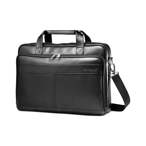 Samsonite Leather Slim Portfolio Laptop Briefcase in Black for Men (no ...