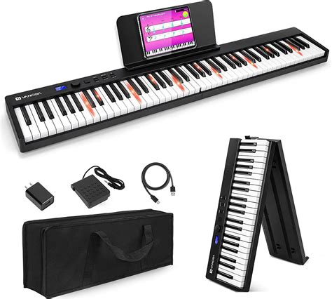 Vangoa VGD882 Folding Piano Keyboard Portable 88 Keys Black