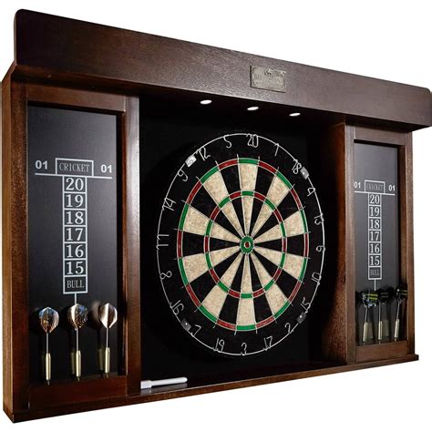 Barrington 40" Dartboard Cabinet Set, LED Lights, Steel Tip Darts ...