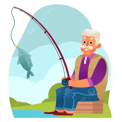 Old Man Fishing Clipart Transparent PNG Hd, Old Man Fishing, Fishing, Fishing, Old Age Life PNG ...