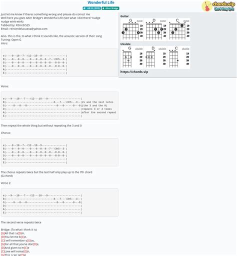 Chord: Wonderful Life - tab, song lyric, sheet, guitar, ukulele | chords.vip