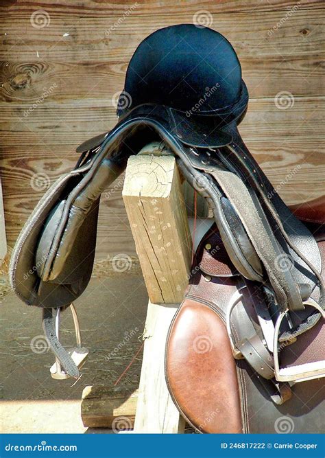 English saddle stock photo. Image of brown, tack, barn - 246817222