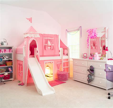 Pink Princess Castle Bed with Slide by Maxtrix Kids (370)