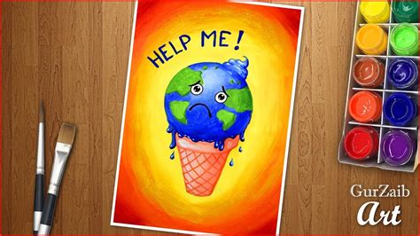 How to draw climate change drawing || poster chart project for competition - easy - step by step ...