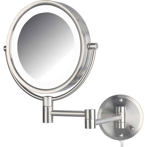 Jerdon HL88NL 8.5" LED Lighted Wall Mount Makeup Mirror with 8x Magnification, Nickel Finish ...