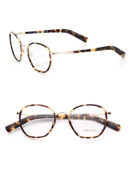 Lyst - Tom Ford 51mm Round Acetate & Metal Optical Glasses in Brown