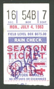 1983 Dave Righetti No-Hitter Ticket Stub