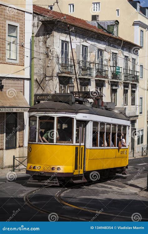 Antique Tram in Alfama Lisbon, Portugal, 2012 Editorial Stock Image - Image of downtown, lisbon ...