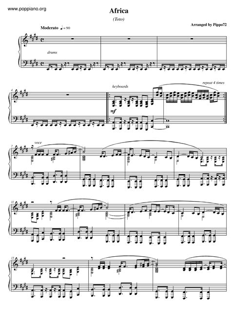 Africa | Sheet Music | Piano Score Free PDF Download | HK Pop Piano Academy