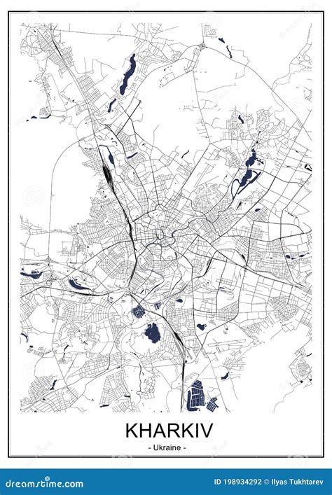 Map of the City of Kharkiv, Ukraine Stock Illustration - Illustration ...