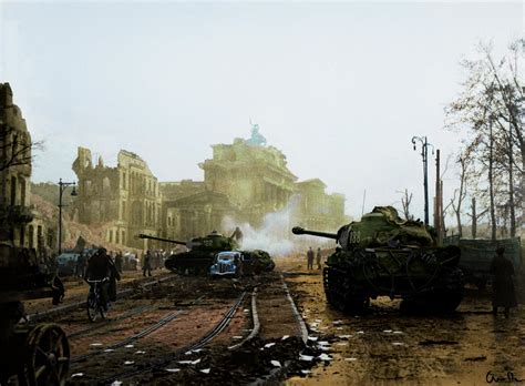 Soviet Armour and Soldiers at the Brandenburg Gate, after the Fall of ...