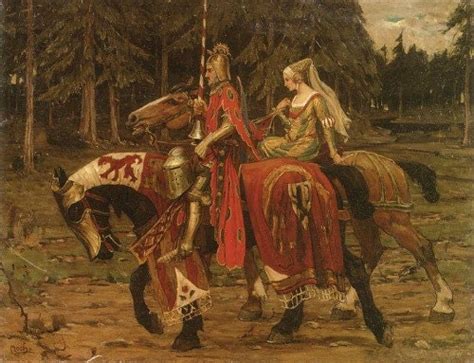 Medieval Knight Large Print and Lady on Horseback by Alphonse Mucha - Etsy