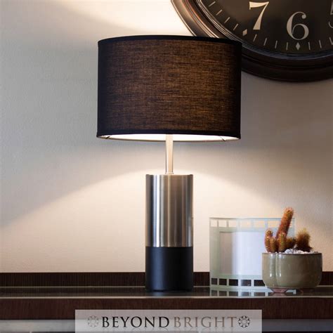 AZURA BLACK Modern Table Lamp Bedside Light Desk Lamps Material Shade Silver | eBay