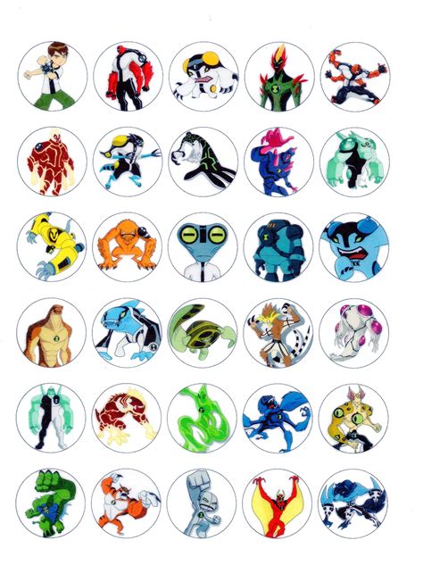 Buy 30 Cupcake Toppers Ben 10 Aliens Uncut Edible Prints on Wafer Sheet ...