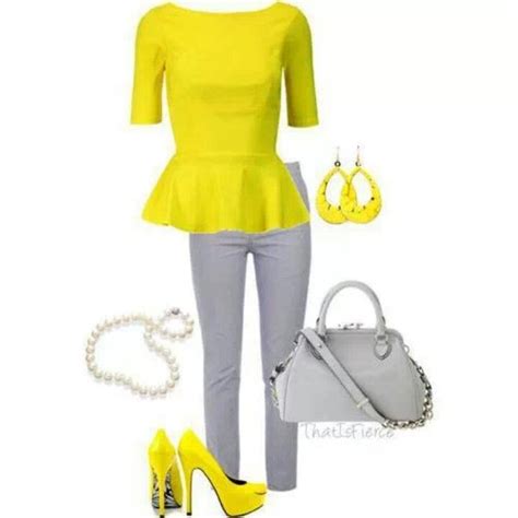 Yellow and Grey outfit. | Fashion, Professional outfits, Style inspiration