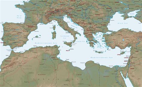 Map of The Mediterranean Sea Area