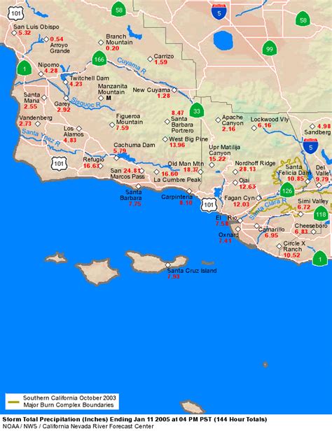 Ventura County Rainfall Totals Map - Maps For You