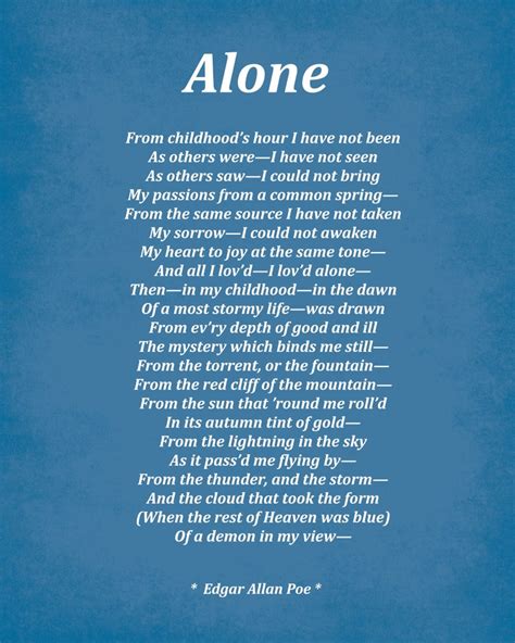 Alone Poem by Edgar Allan Poe Typography Print - Etsy