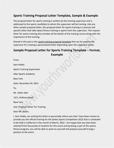 Sports Training Proposal Letter Template – Sample, Example by Your HR World - Issuu