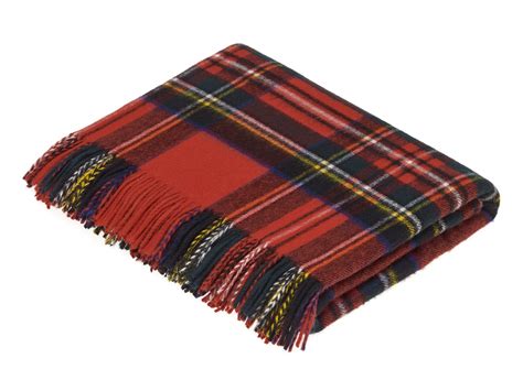 Tartan Plaid-Merino Lambswool Throw Blanket-Royal Stewart Tartan-Made