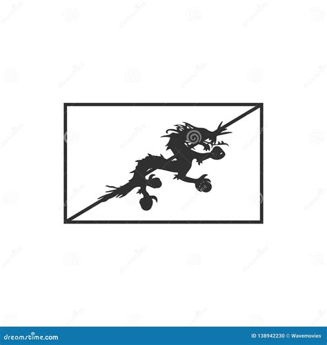 Bhutan Flag Icon in Black Outline Flat Design Stock Vector ...